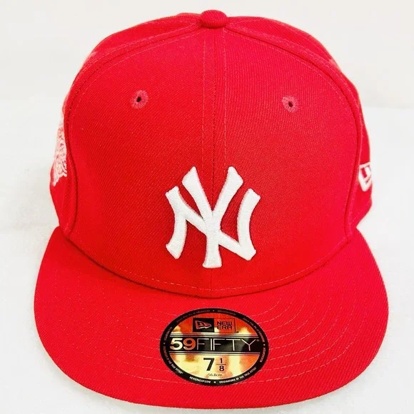 New Era New York Yankees Red World Series 59FIFTY Fitted Hat Cap 7 1/8 MLB - Picture 2 of 6